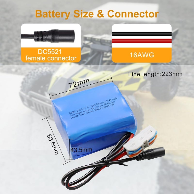 KBT KEEP BETTER TECH KBT 12V 10000mAh Rechargeable Li-ion Battery, Bare Leads Wire Replacement Battery Pack with 12V Charger Compatible for 12Volt Devices RC Car, RC Boat, Robot, DIY, LED Light Kit - Image 3